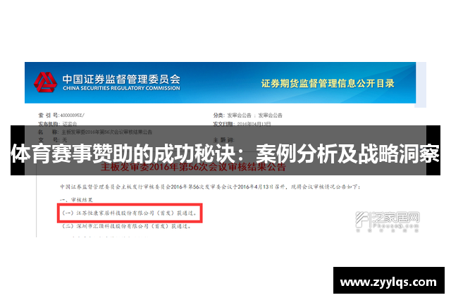 体育赛事赞助的成功秘诀：案例分析及战略洞察